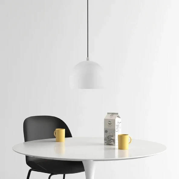 RİOLİGHT MODERN BEYAZ CAFELER,ODA,MUTFAK,YATAK BAŞI İÇİN 1XE27 TEKLİ METAL SARKIT AVİZE ÇAP:20CM ürün görseli 1