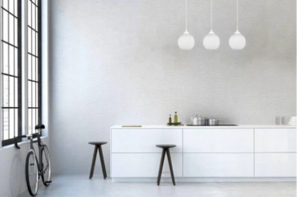 RİOLİGHT MODERN,RETRO3,VİNTAGE OPALBEYAZ CAMLI 3XE27 SIRALI BEYAZ METAL GÖVDE MASA ÜSTÜ SARKIT AVİZE ürün görseli 1