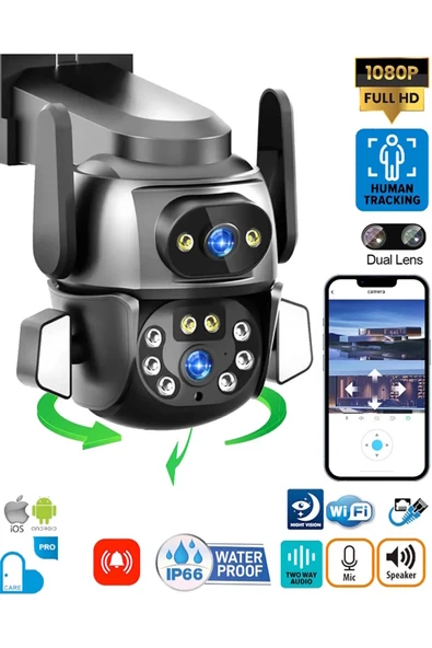 Dual Lens 360° Hareketli Wifi Waterproof Ip Güvenlik Kamerası (carecampro) Uygulama ürün görseli 1