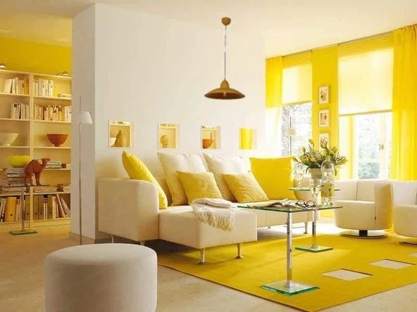 RİOLİGHT MODERN SARI İÇİ BEYAZ OTURMA ODASI İÇİN TEKLİ METAL SARKIT AVİZE ürün görseli 1