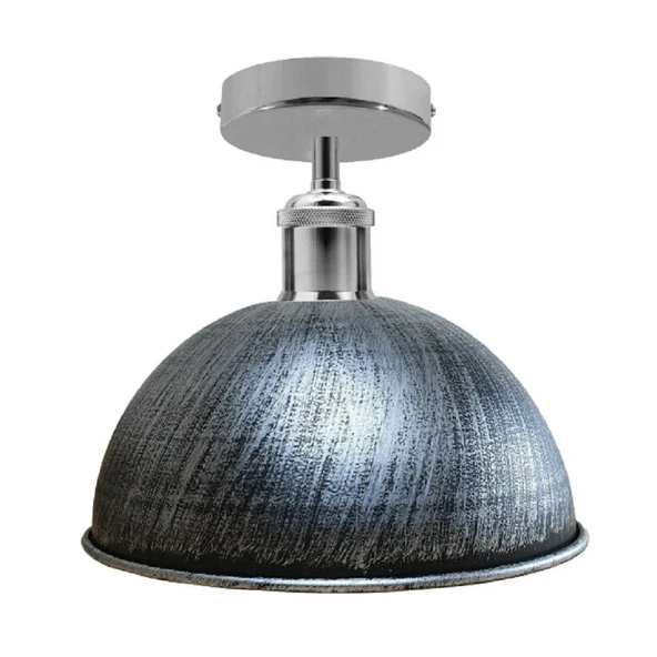 RİOLİGHT VİNTAGE,RUSTİK,RETRO GRİ FIRÇALI PATİNA BAŞLIK KROM 1XE27 METAL PLOFONYER AVİZE ÇAP:23CM ürün görseli 1