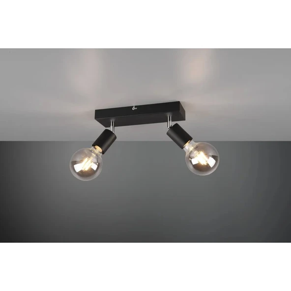RİOLIGHT MODERN1 SİYAH1 2XE27 MAFSALLI HAREKETLİ1 BAŞLIK(GLOP AMPUL HARİÇ) METAL SPOT AVİZE ürün görseli 1