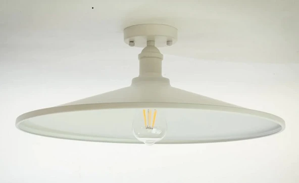 RİOLİGHT RETRO,RUSTİK,VİNTAGE BEYAZ 1XE27 DUYLU METAL PLOFONYER AVİZE ŞAPKA ÇAPI:38CM ürün görseli 1