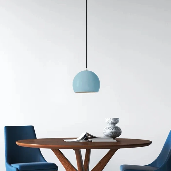 RİOLİGHT MODERN MAVİ CAFELER,ODALAR,MUTFAK,YATAK BAŞI İÇİN 1XE27 TEKLİ METAL SARKIT AVİZE ÇAP:20CM ürün görseli 1