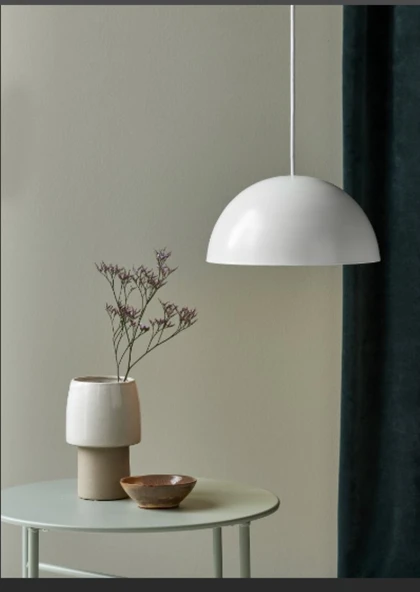 RİOLİGHT RETRO,RUSTİK MUTFAK,ODA,CAFELER İÇİN BEYAZ 1XE27 DUYLU TEKLİ METAL SARKIT AVİZE ÇAP:40CM ürün görseli 1