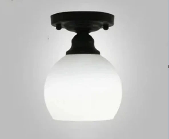 RİOLIGHT RUSTİK,VİNTAGE HOL,ODA,KOLİDOR İÇİN OPAL CAMLI SİYAH METAL GÖVDE PLOFONYER AVİZE ÇAP:15CM ürün görseli 1