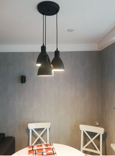 RİOLİGHT RETRO,RUSTİK,VİNTAGE SİYAH 3XE27 DUYLU METAL SARKIT AVİZE TABAN ÇAPI:30CM ürün görseli 1
