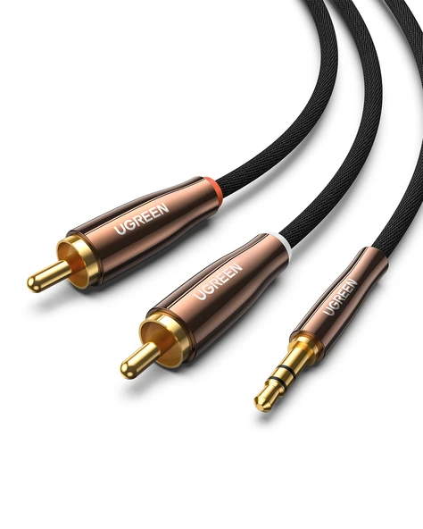 UGREEN 3.5mm to 2 Male RCA Kablo Stereo Audio Adaptör Örgülü Kablo Hi-Fi Sound Auxiliary RCA Y Splitter, 2m, 80847 ürün görseli 1