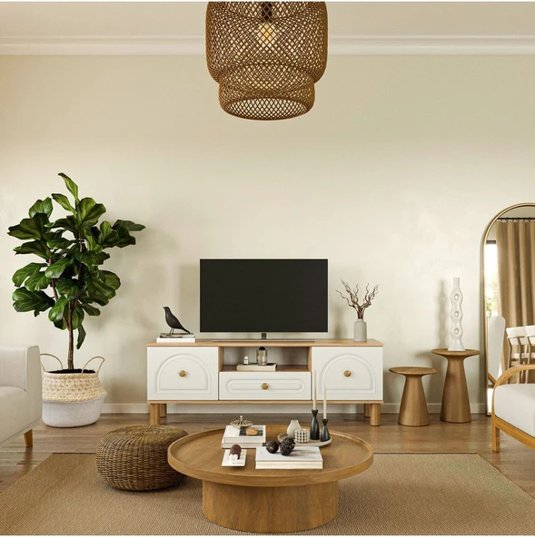 Bohem Tv Ünitesi 180 Cm Mdf N Kapak Çizgili - Atlantik Çam Atlantik Çam ürün görseli 1