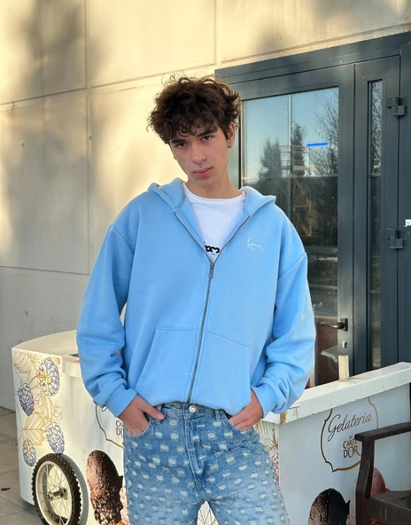 Karl Kani Oversize Zip Erkek Sweatshirt Hoodie ürün görseli 1