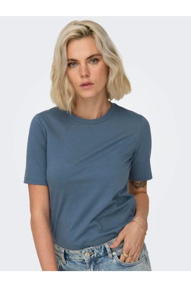 Only   ONLONLY S/S TEE JRS NOOS Kadın Mavi T-Shirt - 15270390 ürün görseli 1