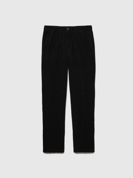 %100 Koton Slim Fit Fitilli Kadife Pantolon Erkek Siyah T-Shirt - 323A4SFRSF03D ürün görseli 1