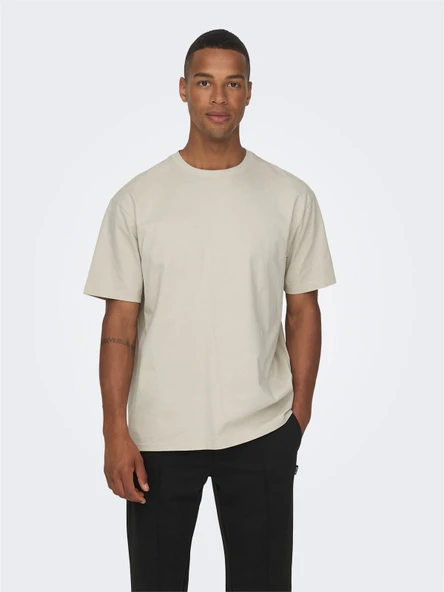Only & Sons   ONSFRED LIFE RLX SS TEE NOOS Erkek Bej T-Shirt - 22022532 ürün görseli 1