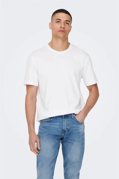 Only & Sons   ONSMAX LIFE SS STITCH TEE NOOS Erkek Beyaz T-Shirt - 22025208 ürün görseli 1