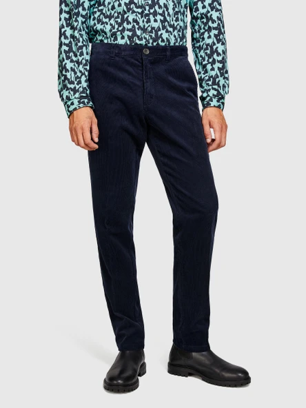 %100 Koton Slim Fit Fitilli Kadife Pantolon Erkek Lacivert T-Shirt - 323A4SFRSF03D ürün görseli 1