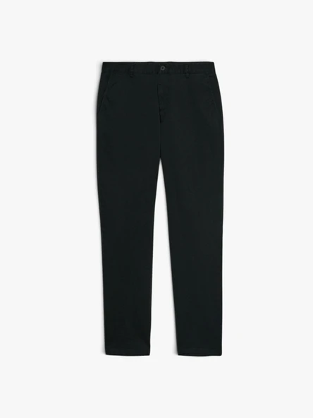 Streç Pamuklu Kemer Delikli Slim Fit Pantolon Erkek Siyah Pantolon - 324P4AIHSF021