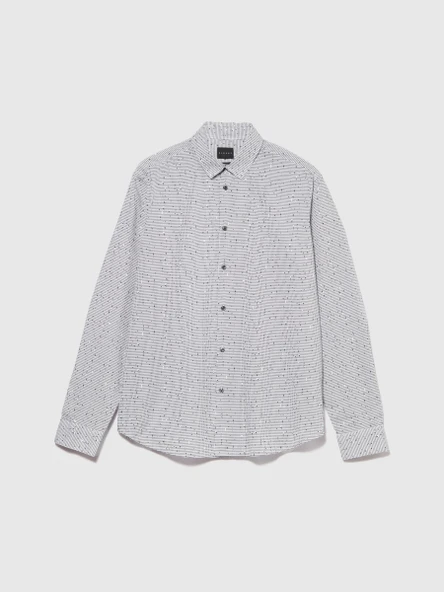Sisley   %100 Koton Desenli Poplin Gömlek Erkek Gri Gömlek - 323A597RSQ02S ürün görseli 1