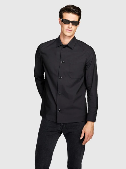 Sisley   Liyosel Karışımlı Oversize Gömlek Erkek Siyah Gömlek - 323A5T3RSQ02P ürün görseli 1