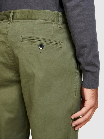 Sisley   Slim Fit Vintage Efekt Chino Pantolon Erkek Yeşil T-Shirt - 323A4DM6SF02Y ürün görseli 1