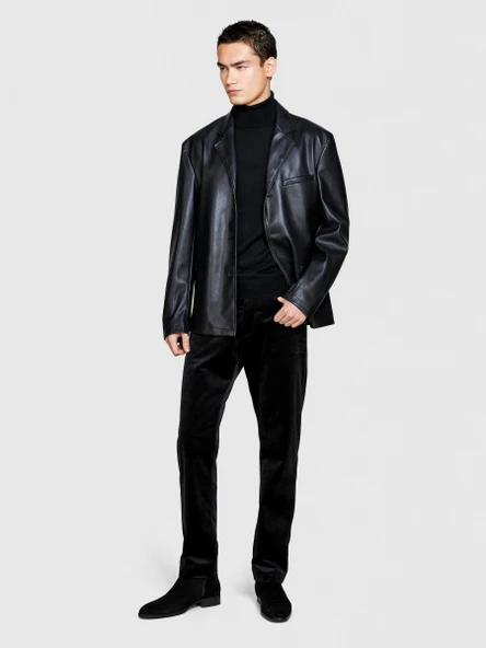 Regular Fit Kadife Pantolon Erkek Siyah T-Shirt - 323A42QJSF041 ürün görseli 1