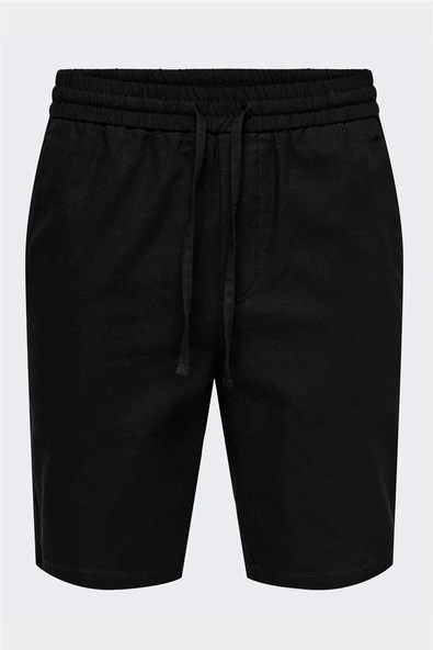 Only & Sons   ONSLINUS 0007 COT LIN SHORTS NOOS Erkek Siyah Şort - 22024967 ürün görseli 1