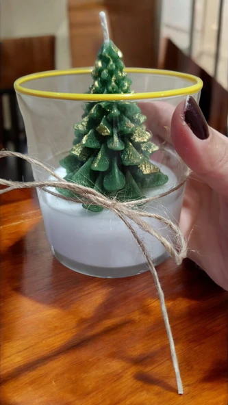 Luluyen New Year Yılbaşı Çam Ağacı Bardak Mum ürün görseli 1