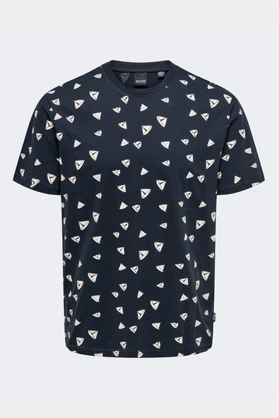 Only & Sons   ONSKENDALL REG DITSY SS TEE Erkek Dark Navy T-Shirt - OS22028732 ürün görseli 1