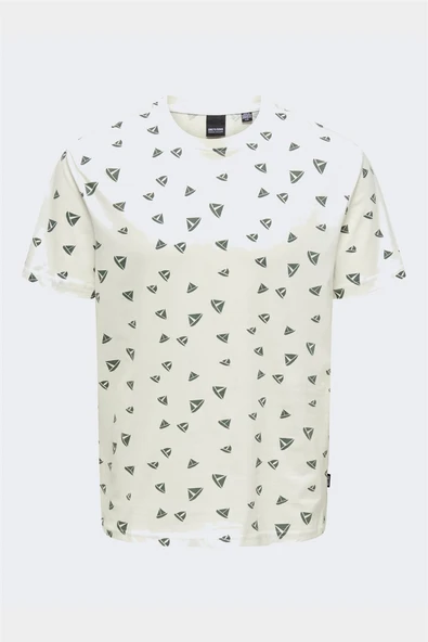 Only & Sons   ONSKENDALL REG DITSY SS TEE Erkek Cloud Dancer T-Shirt - OS22028732 ürün görseli 1