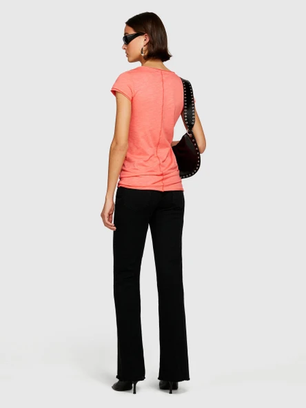 Sisley   Pamuk Modal Karışımlı V Yaka T-Shirt Kadın Düzenlenecek T-Shirt - 324P3TNHL400E ürün görseli 1