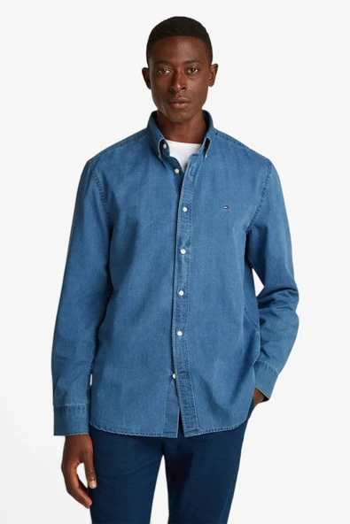 Tommy Hilfiger   CHAMBRAY RF SHIRT Erkek Mavi Gömlek - MW0MW38134 ürün görseli 1