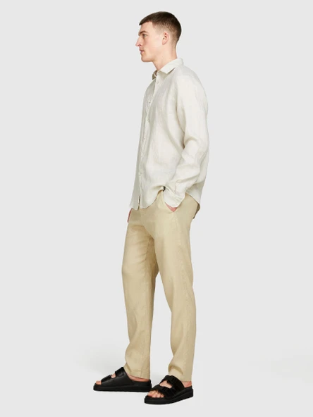 Sisley   %100 Keten Regular Fit Gömlek Erkek Gri Gömlek - 324P5BKUSQ029 ürün görseli 1