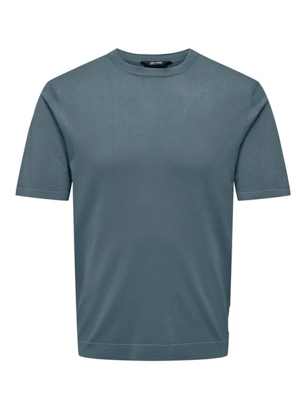 Only & Sons   ONSWYLER LIFE REG 14 SS KNIT Erkek Mavi T-Shirt - 22022928 ürün görseli 1