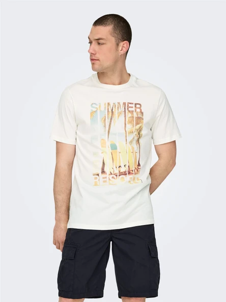 Only & Sons   ONSMAGDY LIFE REG PHOTOPRINT SS TEE Erkek Beyaz T-Shirt - 22029454 ürün görseli 1