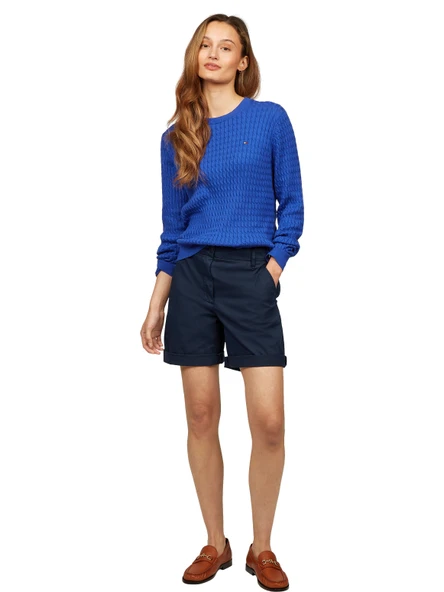 Tommy Hilfiger   CO BLEND GMD CHINO SHORT Kadın Mavi Şort - WW0WW42457 ürün görseli 1