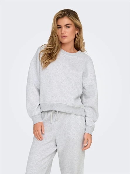Only   ONLBEST LIFE L/S CREW NECK SWT NOOS Kadın Gray Sweatshirt - 15338727 ürün görseli 1