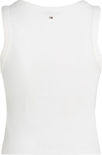 Tommy Hilfiger   SLIM HENLEY GB SCOOP-NK TANK TOP Kadın Beyaz T-Shirt - WW0WW43920 ürün görseli 1