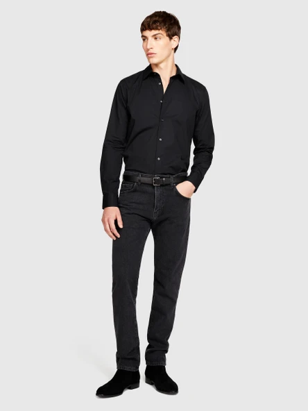 Sisley   Slim Fit Esnek Koton Gömlek Erkek Siyah Gömlek - 323A5CNX5QL19 ürün görseli 1