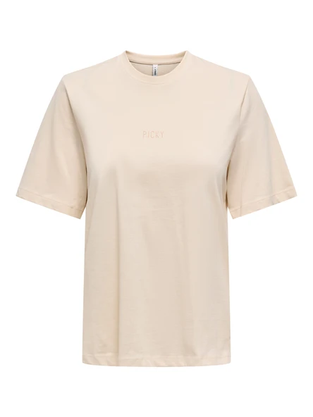 Only   ONLMOODY LIFE S/S WORD TOP BOX JRS Kadın Bej T-Shirt - 15343277 ürün görseli 1