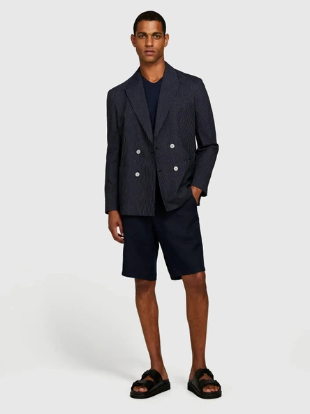 Sisley   %100 Keten Slim Fit Bermuda Şort Erkek Lacivert Şort - 325P4AGHS9010 ürün görseli 1
