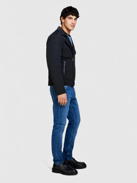 Sisley   Streç Pamuklu Kemer Delikli Düz Paça Slim Fit Denim Pantolon Erkek Siyah Mix Pantolon - 324P4MQBSE00O ürün görseli 1