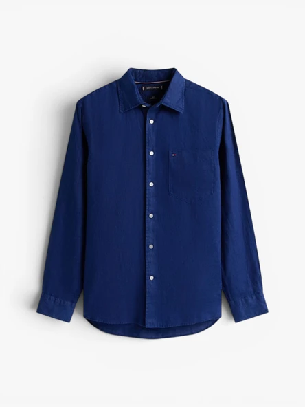 PIECE DYE LINEN RF SHIRT Erkek Mavi Gömlek - MW0MW39425 ürün görseli 1