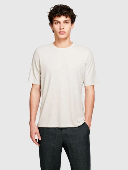 Sisley   Keten Karışımlı Normal Kesim Bisiklet Yaka T-Shirt Erkek Gri T-Shirt - 324P3IYCS103T ürün görseli 1