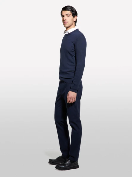 Sisley   Streç Pamuklu Logo Detaylı Slim Fit Chino Pantolon Erkek Lacivert Pantolon - 325P4WOSSF053 ürün görseli 1
