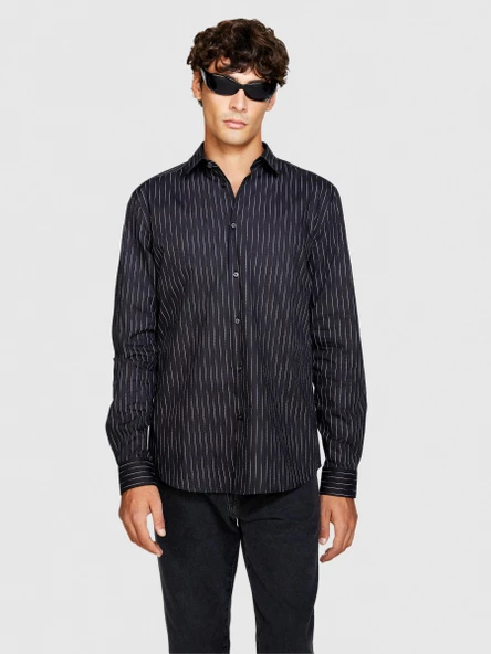 Sisley   %100 Koton Slim Fit Geometrik Desenli Poplin Gömlek Erkek Renkli Gömlek - 323A58J2SQ033 ürün görseli 1
