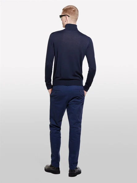 Sisley   Erk_Pamuk Karışımlı Dar Kesim Chino Pantolon Erkek Soluk Lacivert Pantolon - 324A4JGCSF04W ürün görseli 1