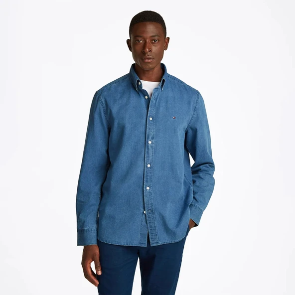 Tommy Hilfiger   CHAMBRAY RF SHIRT Erkek Mavi Gömlek - MW0MW38134 ürün görseli 1