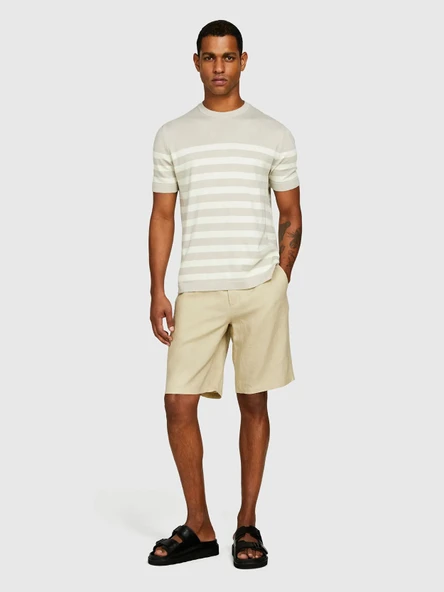 Sisley   %100 Keten Slim Fit Bermuda Şort Erkek Bej Şort - 325P4AGHS9010 ürün görseli 1