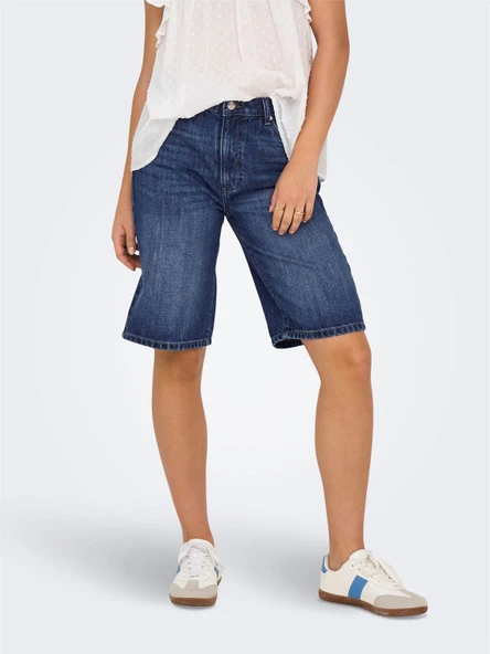 Only   ONLSONNY HW WIDE DNM SHORTS NOOS Kadın Mavi Şort - 15256709 ürün görseli 1