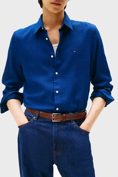 Tommy Hilfiger   SATEEN INDIGO SF SHIRT Erkek Mavi Gömlek - MW0MW40498 ürün görseli 1