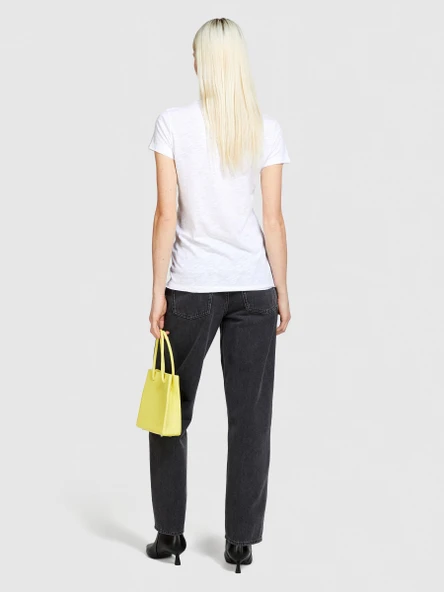 Sisley   Pamuk Modal Karışımlı Normal Kalıp Bisiklet Yaka T-Shirt Kadın Beyaz T-Shirt - 324P3TNHL11A2 ürün görseli 1